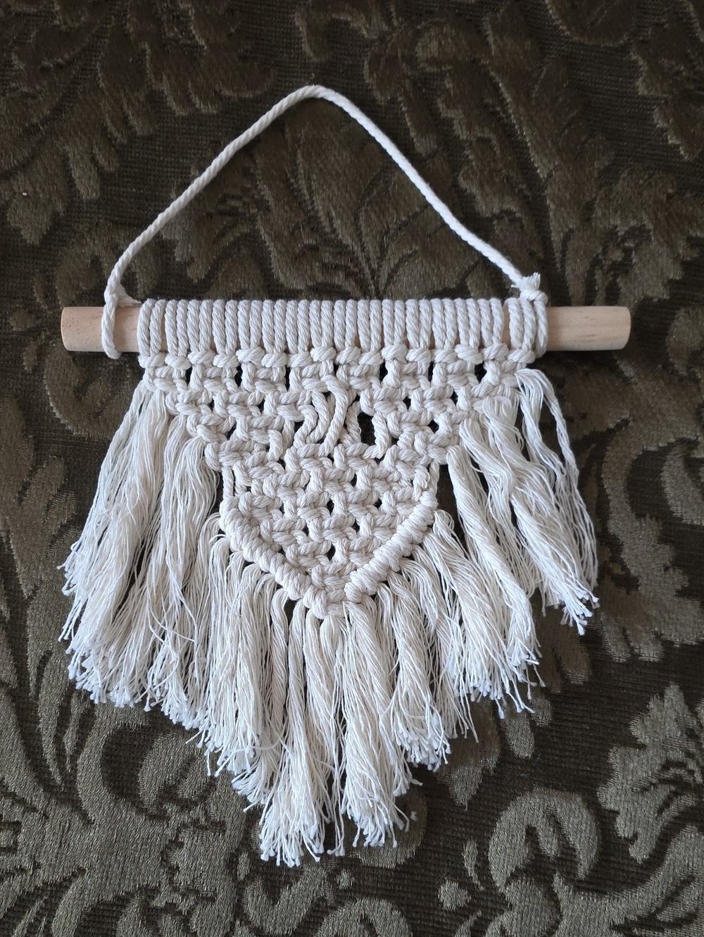 Handmade Cream Macrame Wall Hanging – Boho Fringe Decor